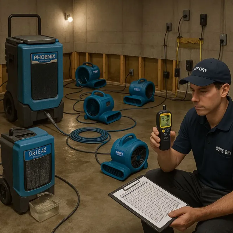 Structural Drying and Dehumidification process in University Heights, IA